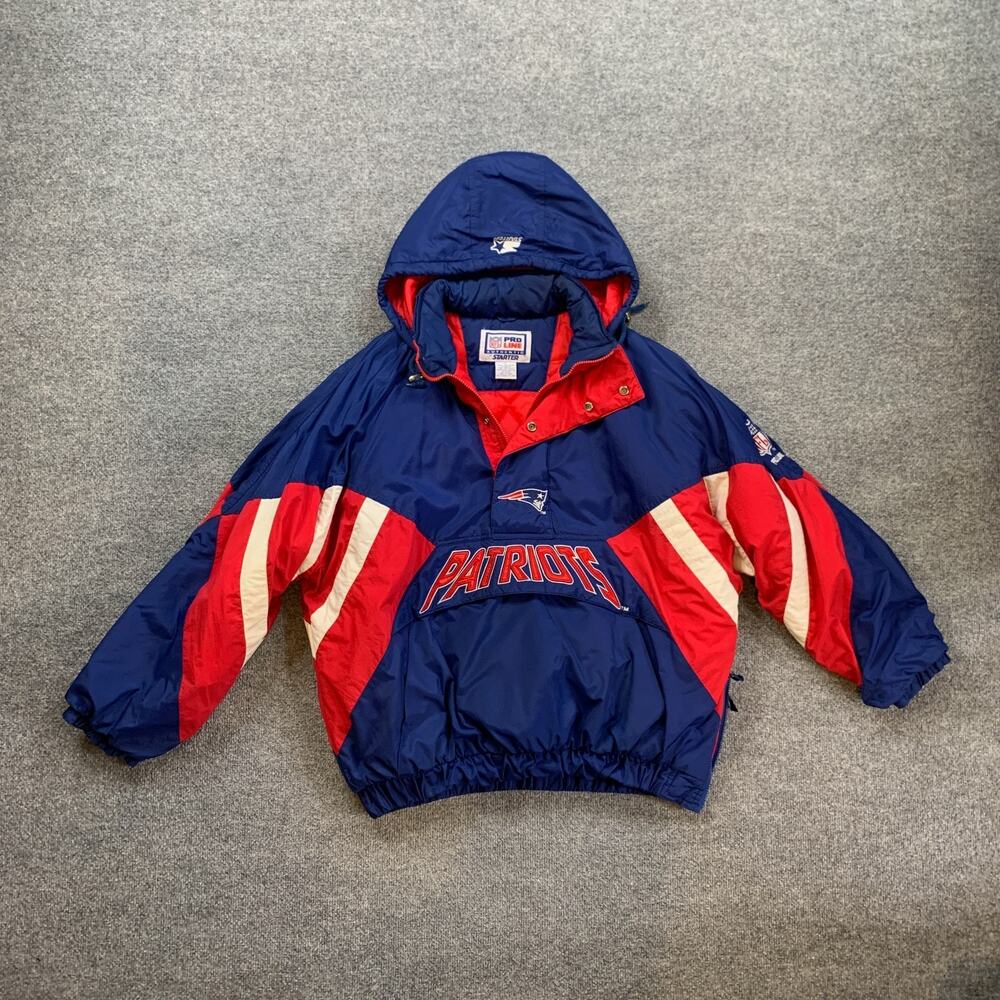 Vintage New England Patriots Jacket Mens XL Pro Line Half Zip Anorak Starter - Picture 2 of 13